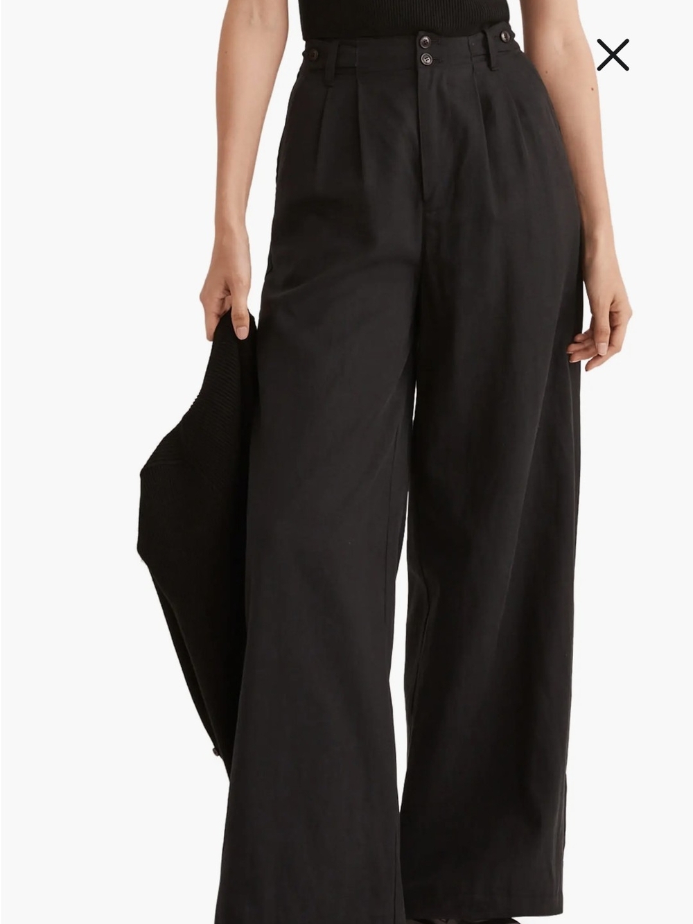 Madewell Harlow Black Wide-Leg High-Waist Trousers